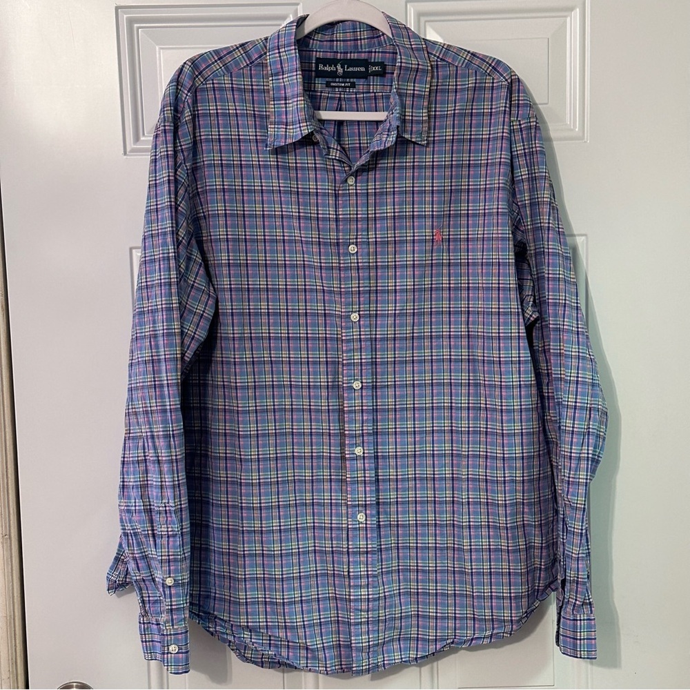 Polo Ralph Lauren Shirt Mens 2XL Long Sleeve Button Front Custom Fit